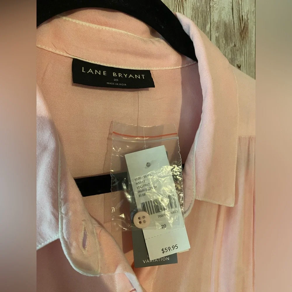 Lane Bryant New pink no-peek button up top size 20 collared blouse new with tags - Picture 4 of 7